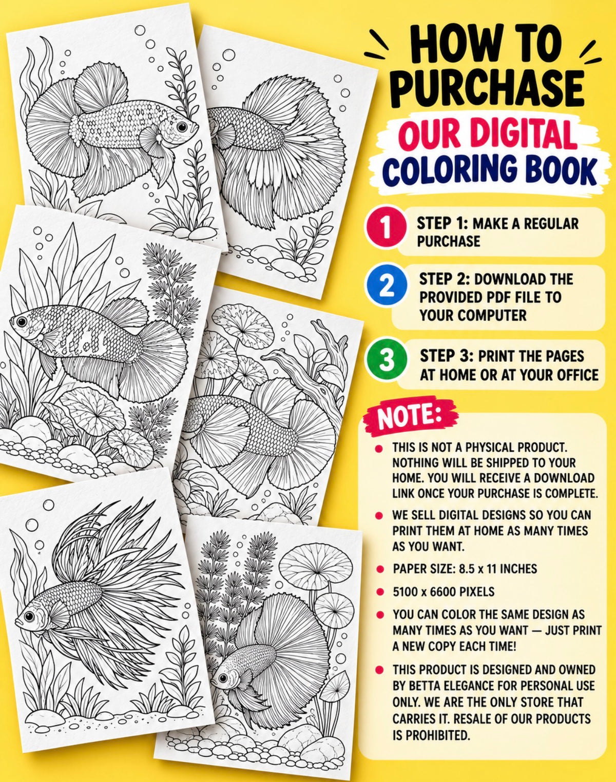 DIGITAL PRODUCT / BETTA COLORING BOOK VOL.01 / 40 PAGES / NOT PHYSICAL BOOK